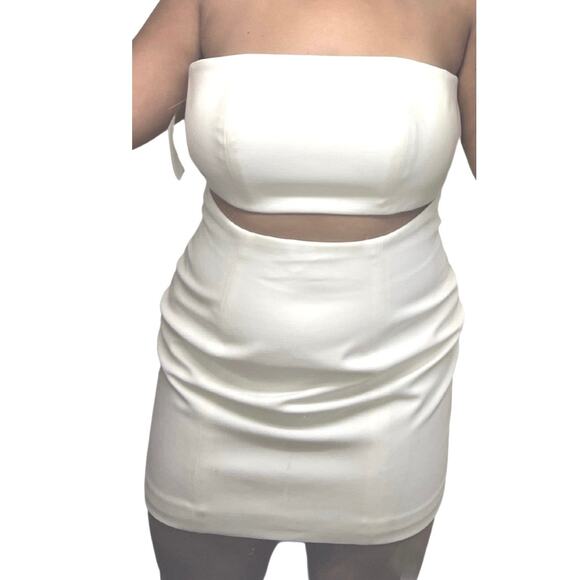 Israella Kobla Cream Langa Cut Out Strapless Mini Dress Sz 8 Spring Summer Party - Picture 2 of 11